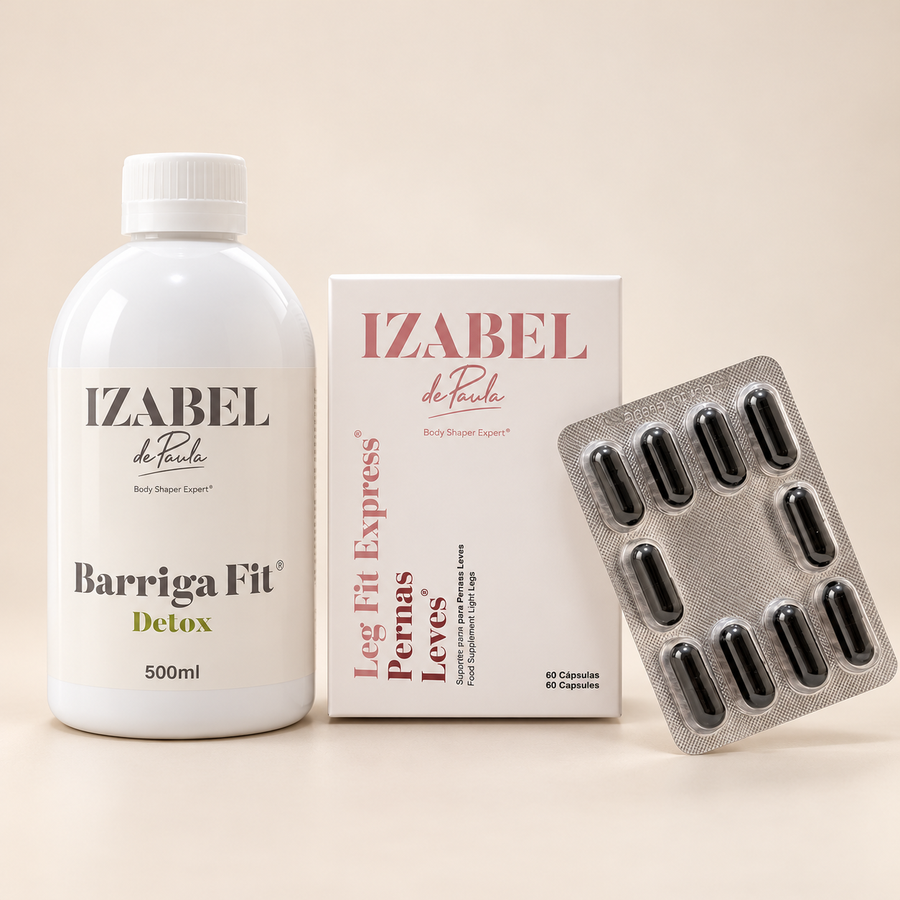 Kit Barriga Fit® Método com Principios Ativos Naturais | Detox + Pernas Leves | Izabel de Paula